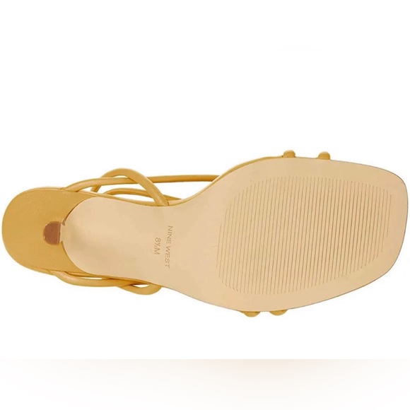 🌻 Nine West Strappy Yellow Leather Dress Sandals Sz 8 - Picture 9 of 10